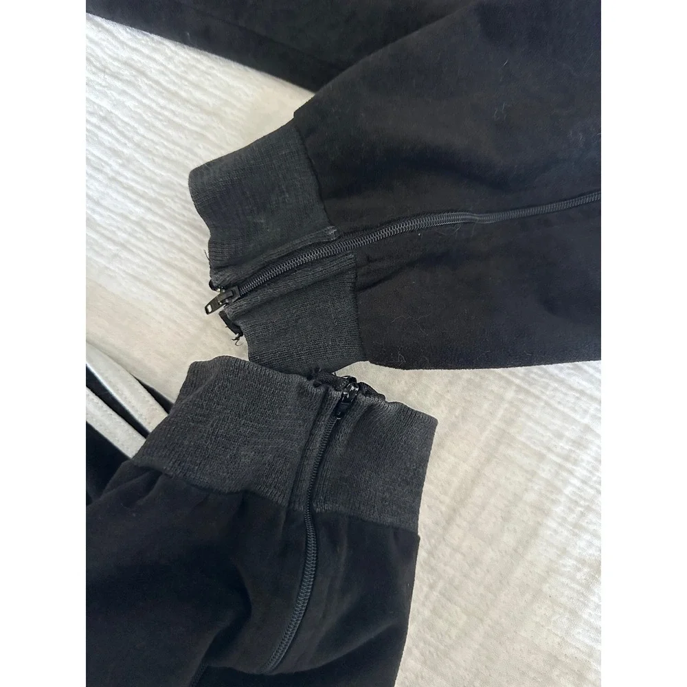 Vintage 90s Adidas Trefoil Triacetate Tracksuit Set Jacket Pants Black Teal‎ M/L